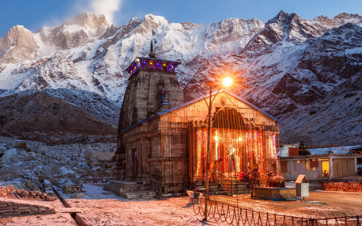 Illuminated Kedarnath Temple