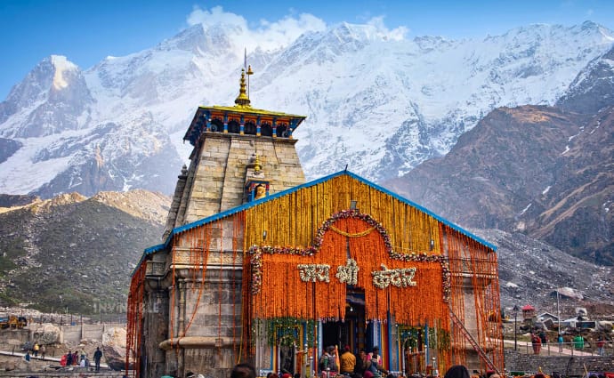 Festively decorated Kedarnath Temple